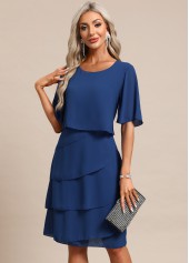 Blue Breathable Half Sleeve Scoop Neck Shift Dress | thumb picture 