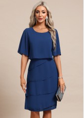 Blue Breathable Half Sleeve Scoop Neck Shift Dress | thumb picture 