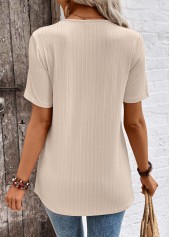 Light Camel Layered Short Sleeve Fake Two Piece Twinset | thumb picture 