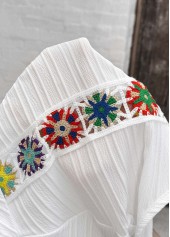 White Patchwork Short Sleeve Split Neck Blouse | thumb picture 