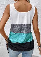Multi Color Button Striped Sleeveless Scoop Neck Tank Top | thumb picture 