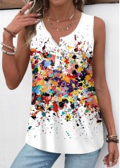 White Button Dazzle Colorful Print Sleeveless Tank Top | thumb picture 