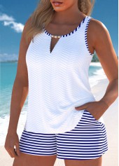 Cut Out Striped White Tankini Set | thumb picture 