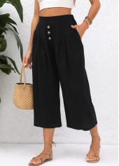 Black Pocket Elastic Waist High Waisted Pants | thumb picture 