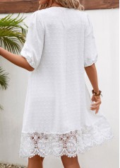 White Lace Half Sleeve V Neck Shift Dress | thumb picture 