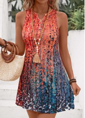 Multi Color Button Ombre Short A Line Sleeveless Dress | thumb picture 
