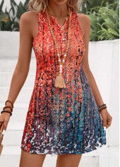 Multi Color Button Ombre Short A Line Sleeveless Dress | thumb picture 