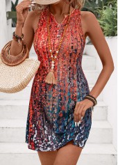 Multi Color Button Ombre Short A Line Sleeveless Dress | thumb picture 