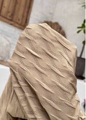 Light Camel Textured Fabric Short Sleeve T Shirt