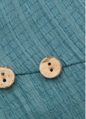 Turquoise Lace Short Sleeve Split Neck Blouse