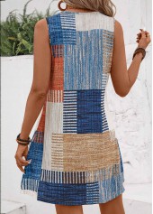 Multi Color Lightweight Geometric Print Short Sleeveless Shift Dress | thumb picture 