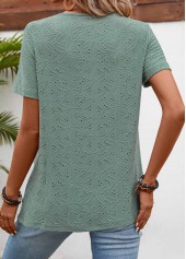Sage Green Pleated Short Sleeve Square Neck T Shirt | thumb picture 