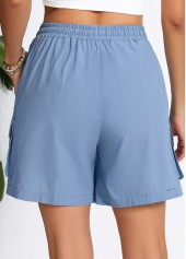 Dusty Blue Pocket Elastic Waist High Waisted Shorts | thumb picture 