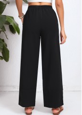 Black Button Elastic Waist High Waisted Pants | thumb picture 