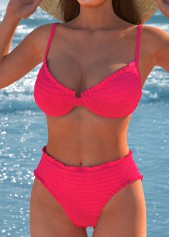 Smocked Coral Half Round Cup Bikini Set | thumb picture 
