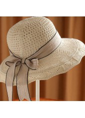 Light Camel Contrast Stitch Bowknot Visor Hat