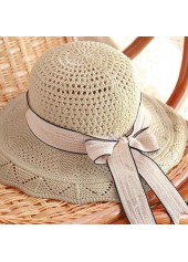 Light Camel Contrast Stitch Bowknot Visor Hat | thumb picture 
