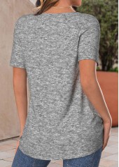 Light Grey Marl Button Sunflower Print T Shirt | thumb picture 