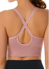 Pink Wide Strap Criss Cross Back Sports Bra | thumb picture 