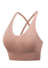 Pink Wide Strap Criss Cross Back Sports Bra | thumb picture 