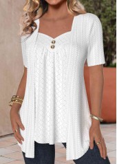 Plus Size White Short Sleeve Fake Two Piece Twinset | thumb picture 