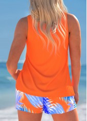 Cut Out Tropical Plants Print Orange Tankini Set | thumb picture 