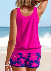 Patchwork Floral Print Hot Pink Tankini Set | thumb picture 