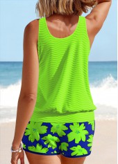 Patchwork Floral Print Neon Green Tankini Set | thumb picture 