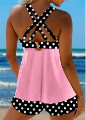 Jacquard Polka Dot Light Pink Tankini Set | thumb picture 