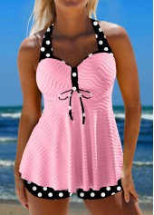 Jacquard Polka Dot Light Pink Tankini Set | thumb picture 