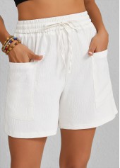 White Pocket Elastic Waist High Waisted Shorts | thumb picture 