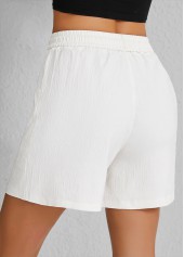 White Pocket Elastic Waist High Waisted Shorts | thumb picture 