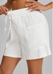 White Pocket Elastic Waist High Waisted Shorts | thumb picture 