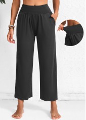 Dark Grey Marl Pocket Elastic Waist High Waisted Pants
