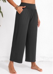 Dark Grey Marl Pocket Elastic Waist High Waisted Pants | thumb picture 