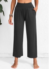 Dark Grey Marl Pocket Elastic Waist High Waisted Pants | thumb picture 