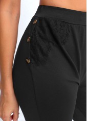 Black High Waisted Capri Elastic Waist Leggings | thumb picture 