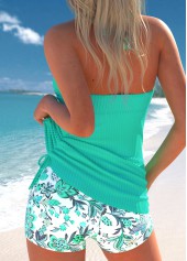 Surplice Random Floral Print Mint Green Tankini Set | thumb picture 