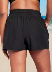 Pocket High Waisted Black Quick Drying Beach Shorts | thumb picture 
