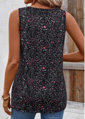 Black Button Ditsy Floral Print Sleeveless Tank Top | thumb picture 
