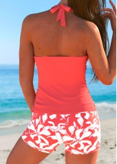 Drawstring Floral Print Coral Tankini Set | thumb picture 