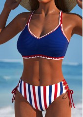 Lace Up Striped Navy Bikini Set | thumb picture 