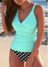 Criss Cross Polka Dot Cyan Tankini Set | thumb picture 