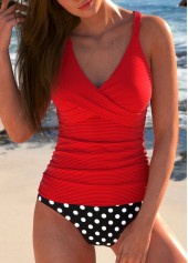 Criss Cross Polka Dot Red Tankini Set