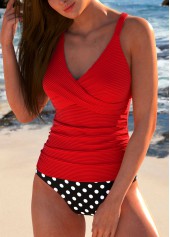 Criss Cross Polka Dot Red Tankini Set | thumb picture 