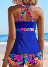 Lace Floral Print Royal Blue Tankini Set | thumb picture 