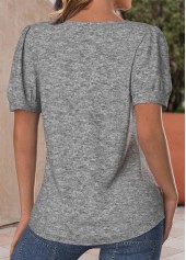 Light Grey Marl Button Short Sleeve T Shirt | thumb picture 