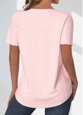 Light Pink Lace Up Short Sleeve Blouse | thumb picture 