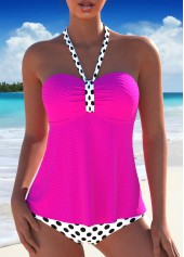 Tie Polka Dot Hot Pink Tankini Set