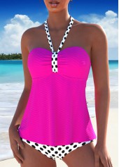 Tie Polka Dot Hot Pink Tankini Set | thumb picture 